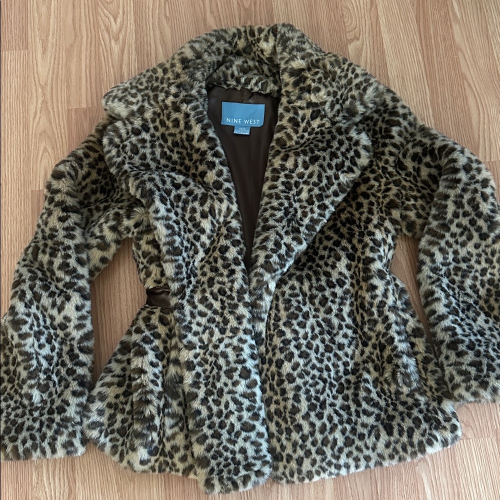 Nine West Animal Print Faux Fur Jacket